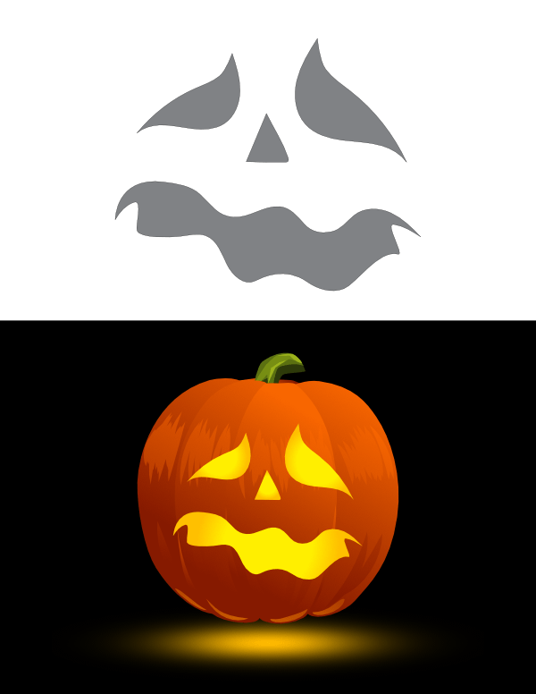 Printable Easy Worried Face Pumpkin Stencil