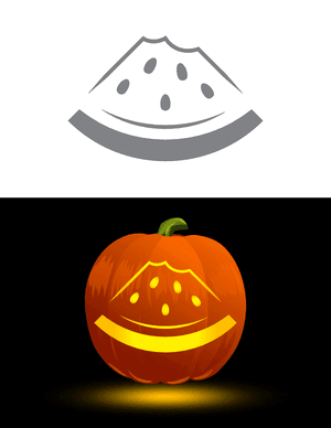 Eaten Watermelon Slice Pumpkin Stencil