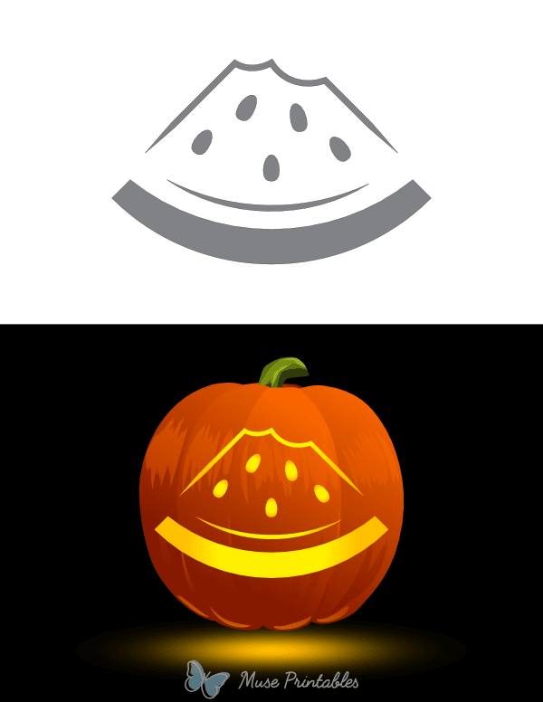 Eaten Watermelon Slice Pumpkin Stencil