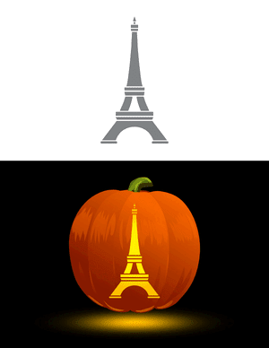 Eiffel Tower Outline Pumpkin Stencil
