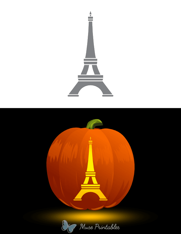 Printable Eiffel Tower Outline Pumpkin Stencil