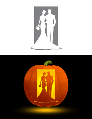 Elegant Bride and Groom Pumpkin Stencil