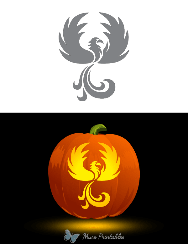 Elegant Phoenix Pumpkin Stencil