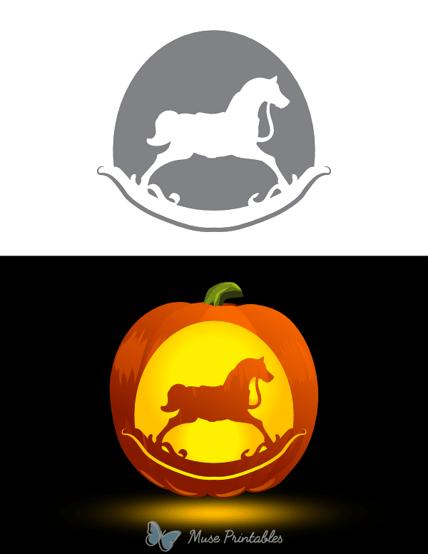 Elegant Rocking Horse Pumpkin Stencil