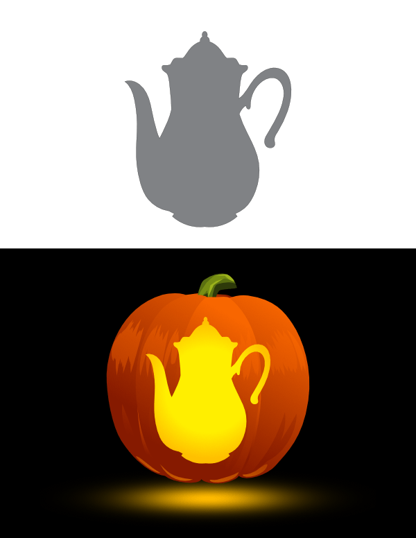 Elegant Teapot Pumpkin Stencil
