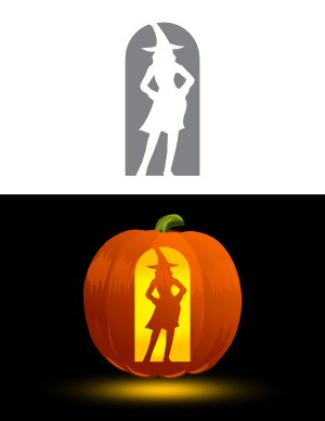 Elegant Witch Pumpkin Stencil
