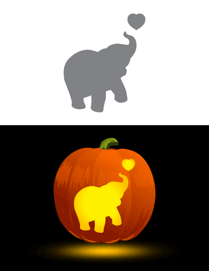Elephant and Heart Pumpkin Stencil