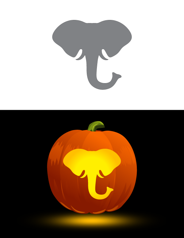 Printable Elephant Head Pumpkin Stencil