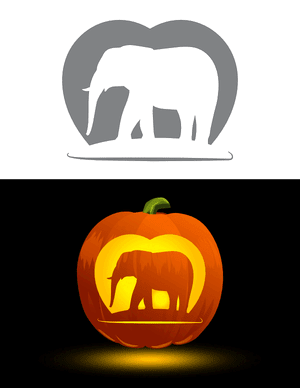 Elephant Heart Sunset Pumpkin Stencil