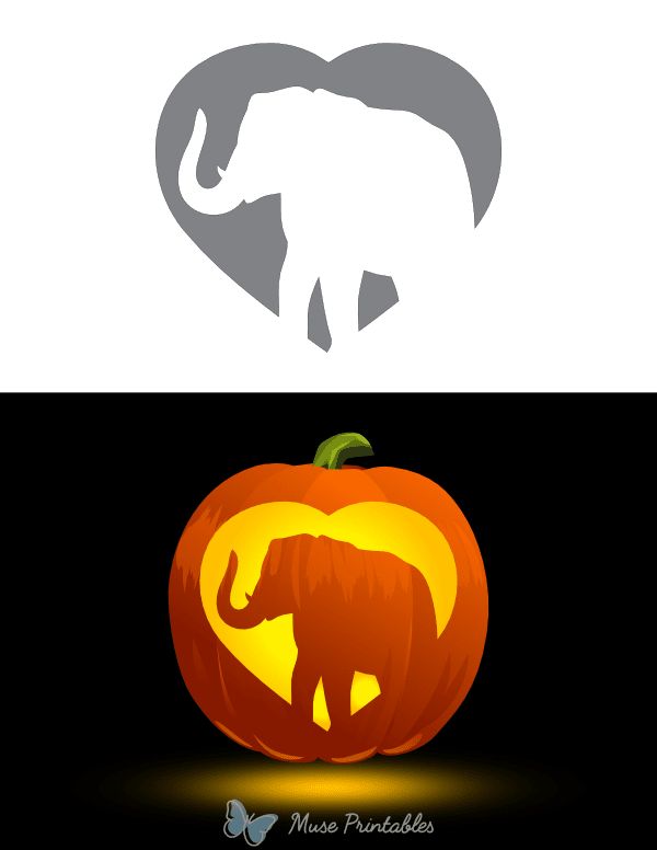 Elephant in Heart Pumpkin Stencil