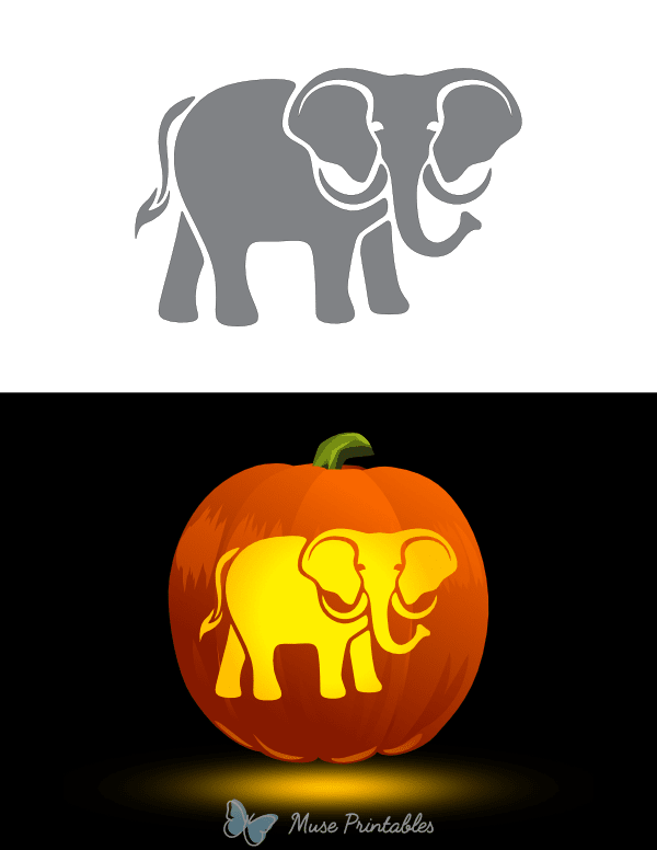 Printable Elephant Pumpkin Stencil