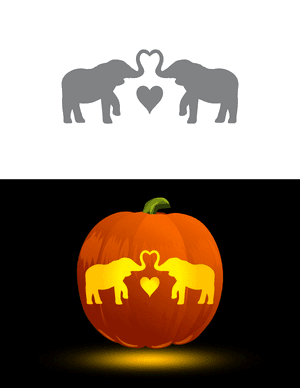 Elephants in Love Pumpkin Stencil