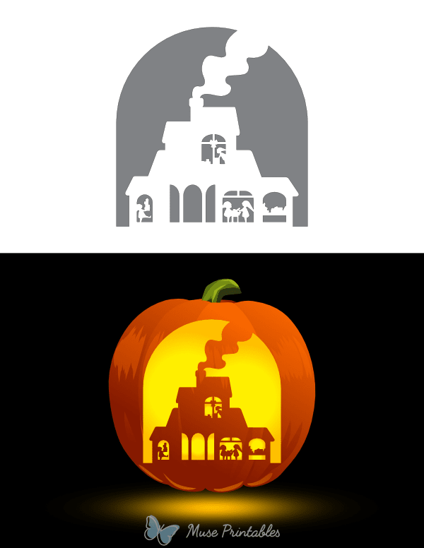Elf Workshop Pumpkin Stencil