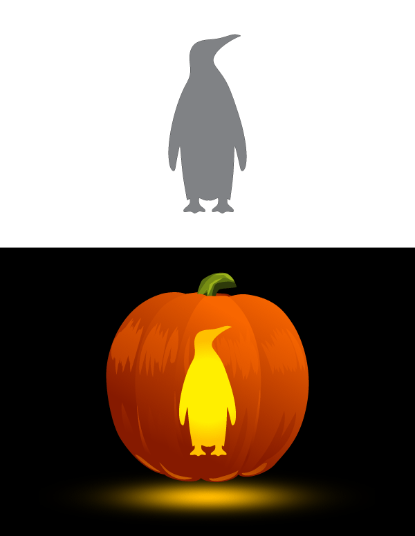 Emperor Penguin Pumpkin Stencil