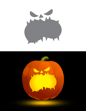 Enraged Face Pumpkin Stencil