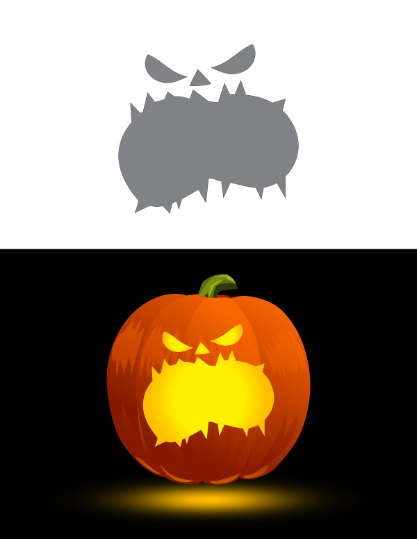 Angry Face Pumpkin Stencil