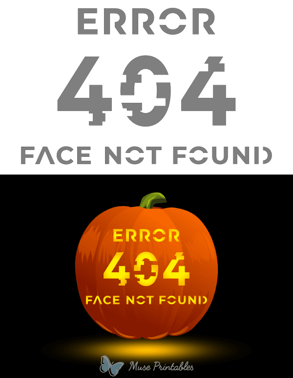 Error 404 Face Not Found Pumpkin Stencil