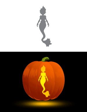 Evil Mermaid Pumpkin Stencil