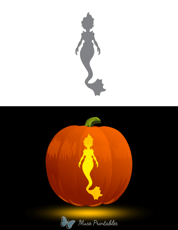 Evil Mermaid Pumpkin Stencil