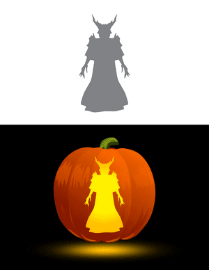Evil Spirit With Horns Pumpkin Stencil