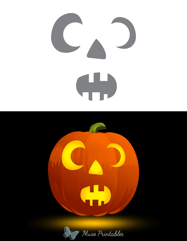 Face With Crescent Moon Eyes Pumpkin Stencil