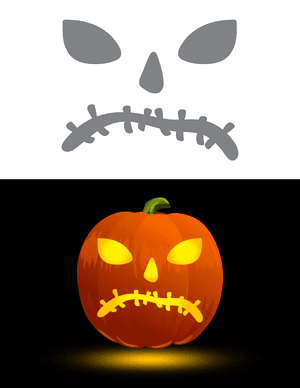 Face With Stitched Mouth Pumpkin Stencil