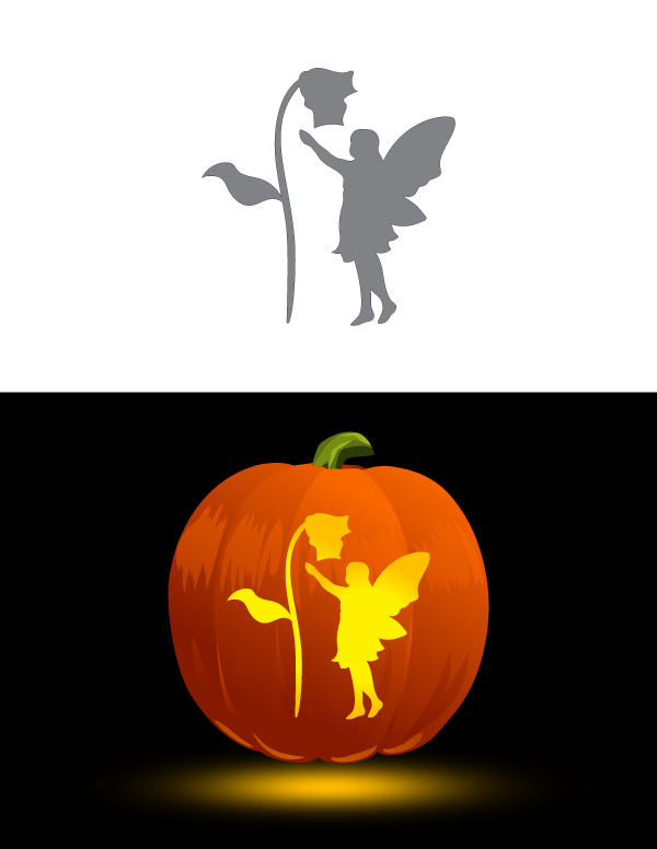 Fairy And Flower Pumpkin Stencil.
