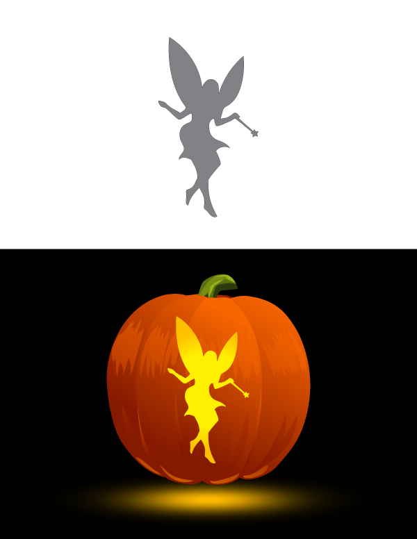 Printable Fairy With Wand Pumpkin Stencil