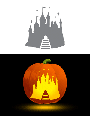 Fairytale Castle and Stairs Pumpkin Stencil