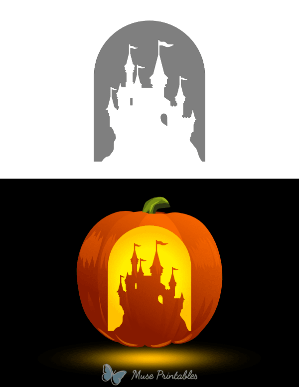 Printable Fairytale Castle Pumpkin Stencil