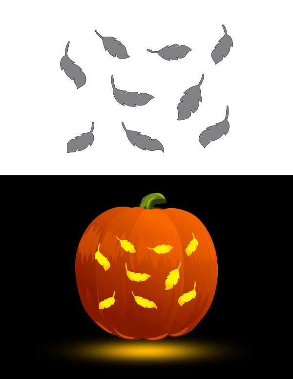 Printable Falling Leaves Pumpkin Stencil