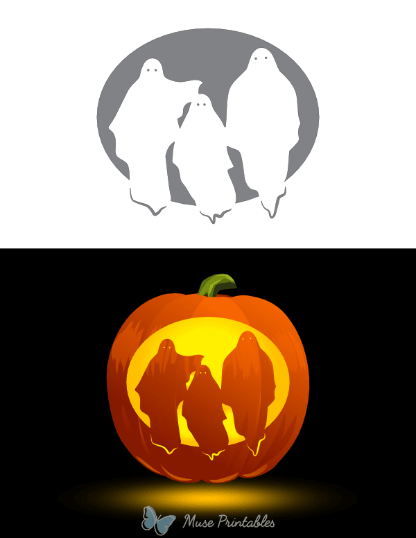 Family of Three Ghosts Pumpkin Stencil