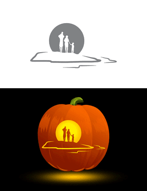 Family on Beach Pumpkin Stencil