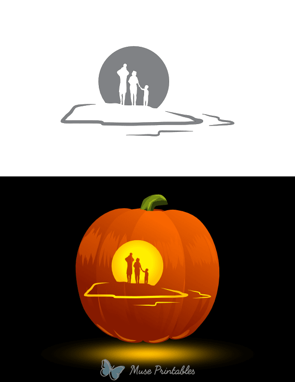 Family on Beach Pumpkin Stencil