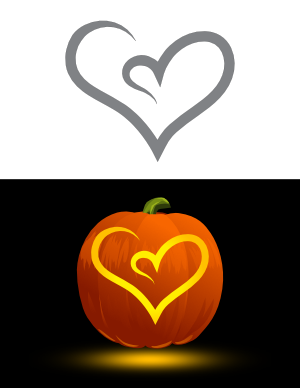 Fancy Double Heart Pumpkin Stencil