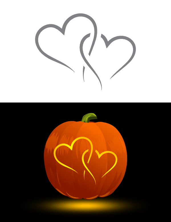 Printable Fancy Entwined Hearts Pumpkin Stencil