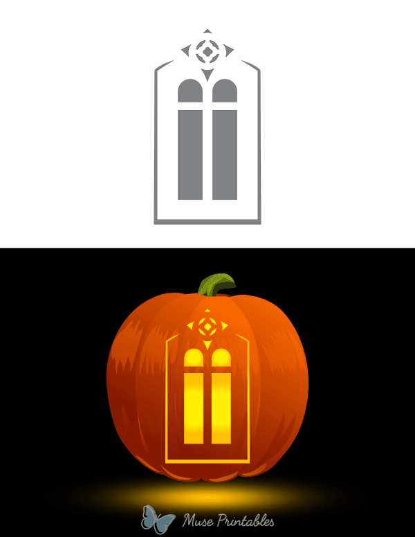 Fancy Gothic Window Pumpkin Stencil