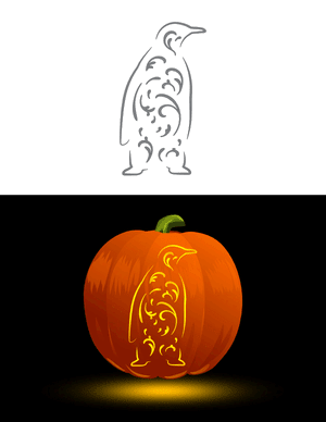 Fancy Penguin Pumpkin Stencil