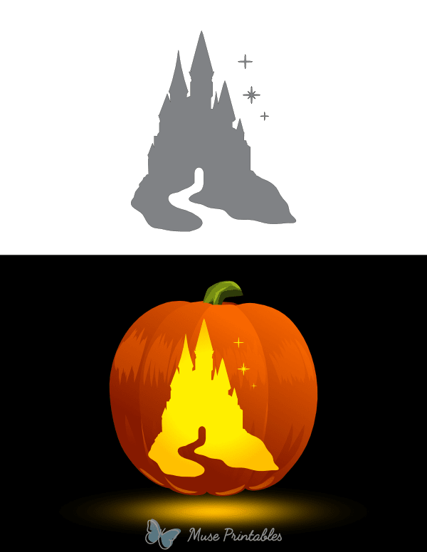 Fantasy Castle Pumpkin Stencil