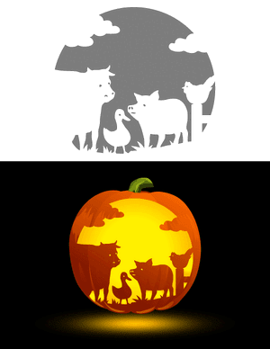 Farm Animals Pumpkin Stencil