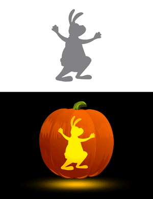 Fat Cartoon Hare Pumpkin Stencil