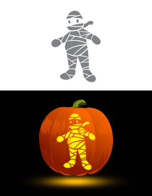 Fat Cartoon Mummy Pumpkin Stencil