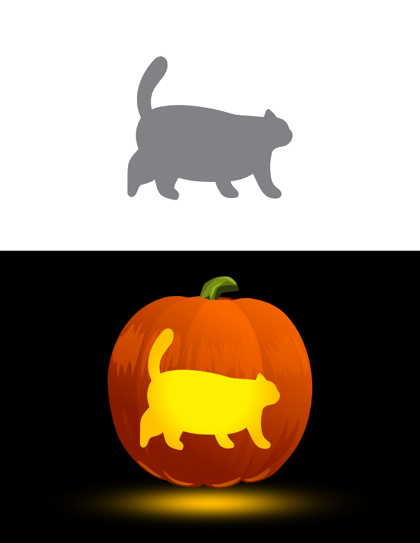 Printable Fat Cat Pumpkin Stencil
