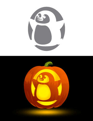 Fat Penguin Pumpkin Stencil