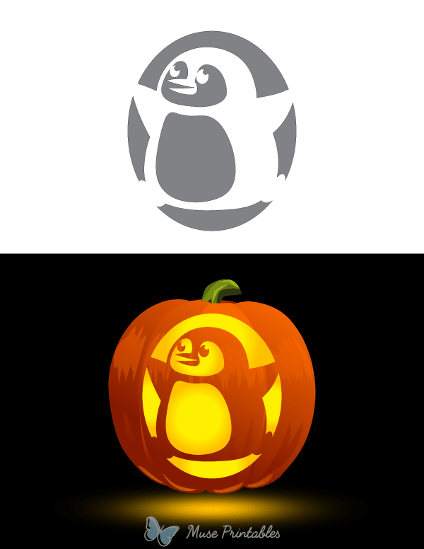 Fat Penguin Pumpkin Stencil