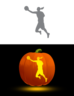 Female Basketball Player Pumpkin Stencil