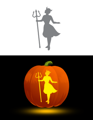 Female Devil Pumpkin Stencil