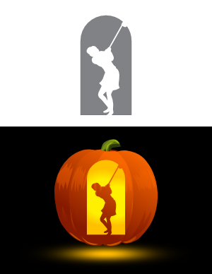 Female Golfer Pumpkin Stencil