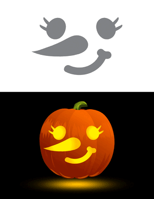 Female Snowman Face Pumpkin Stencil