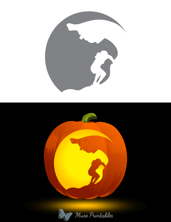 Printable Female Surfer on Ocean Wave Pumpkin Stencil